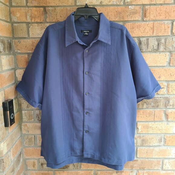 Claiborne Shirt Mens Size 3XLT Blue Short Sleeve Button Up Polyester Blend - Picture 2 of 9